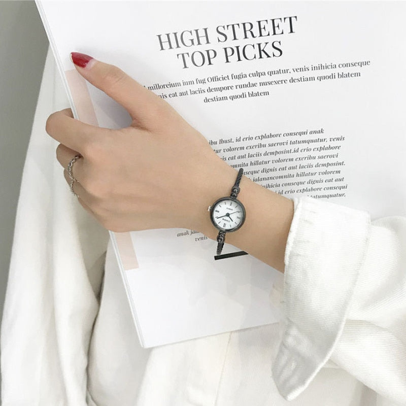 Women's Fashion Exquisite Roma Retro Watches Elegant Ladies Design Small Wristwatches Vintage Stainless Steel Female Dress Watch