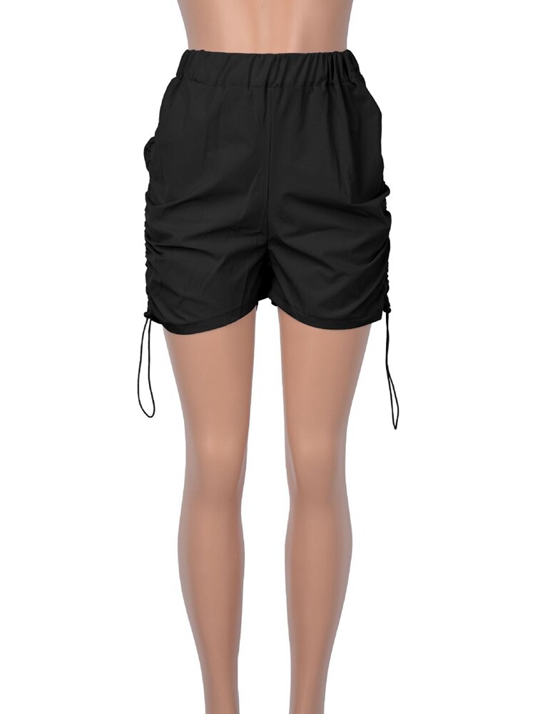 HAOYUAN Cargo Shorts for Womens Black Grey High Waist Side Drawstring Casual Sports Shorts Y2k Summer Active Wear Short Pants