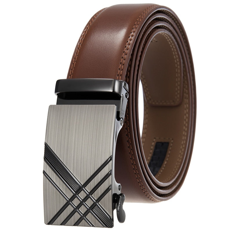 Plyesxale Luxury Designer Mens Belts Adjustable Top Quality Cowskin Leather Belt For Men 35mm Width Tan Brown Black Strap B1047