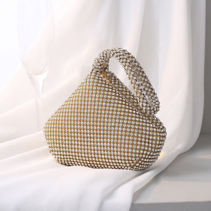 Ladies' Dinner Bag Pure Handmade Rhinestone Evening Dress Bag Handheld Handheld Banquet Bag Women's Handbag Small