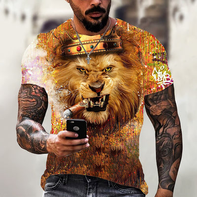 2023 Funny Animal Lion 3D Printed T-Shirt Men Women Fashion Casual Cool T Shirt Reggae Design Harajuku Streetwear Oversized Tops