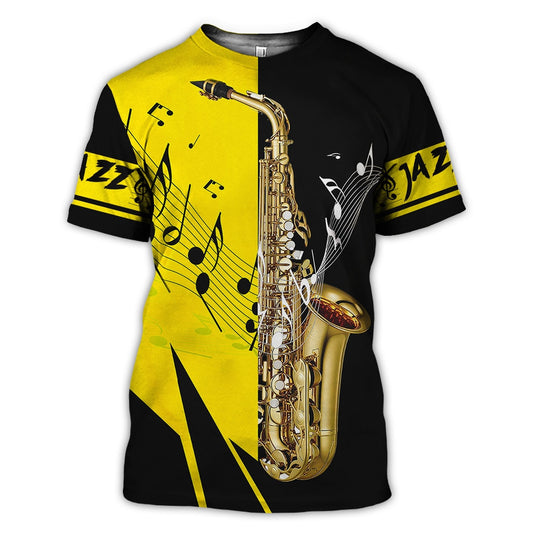 New Alto Tenor Bass Saxophone Graphic T Shirts Hip Hop Oversized Men T-shirt Harajuku Piano Music Print Short Sleeve Tee Top