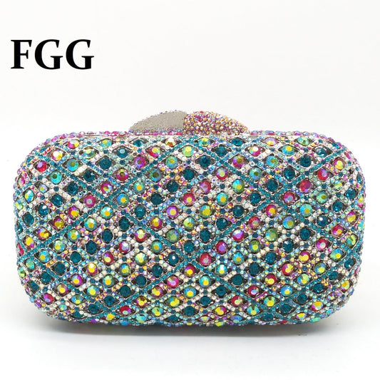 Boutique De FGG Women Crystal Clutch Evening Purses and Handbags Luxury Diamond Bridal Minaudiere Bags Party Cocktail Clutch Bag