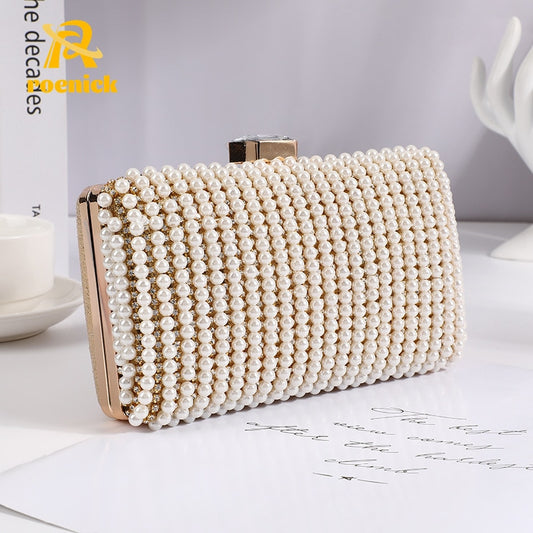 ROENICK Women Diamonds Pearl Evening Bags Bridal Wedding Dress Chain Clutch Cocktail Banquet Luxury Designer Handbags Purses