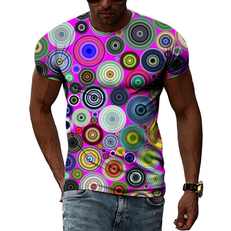 Colorful Cool Abstract Art graphic t shirts Hip Hop Street Style 3D Printed Tees Summer Men Personality Round Neck Short Sleeves