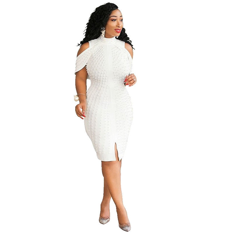 Fall Clothing White Sexy Dresses Party Night Club Dress Sleeveless Turtleneck High Waist Plus Size Dress Wholesale Dropshipping