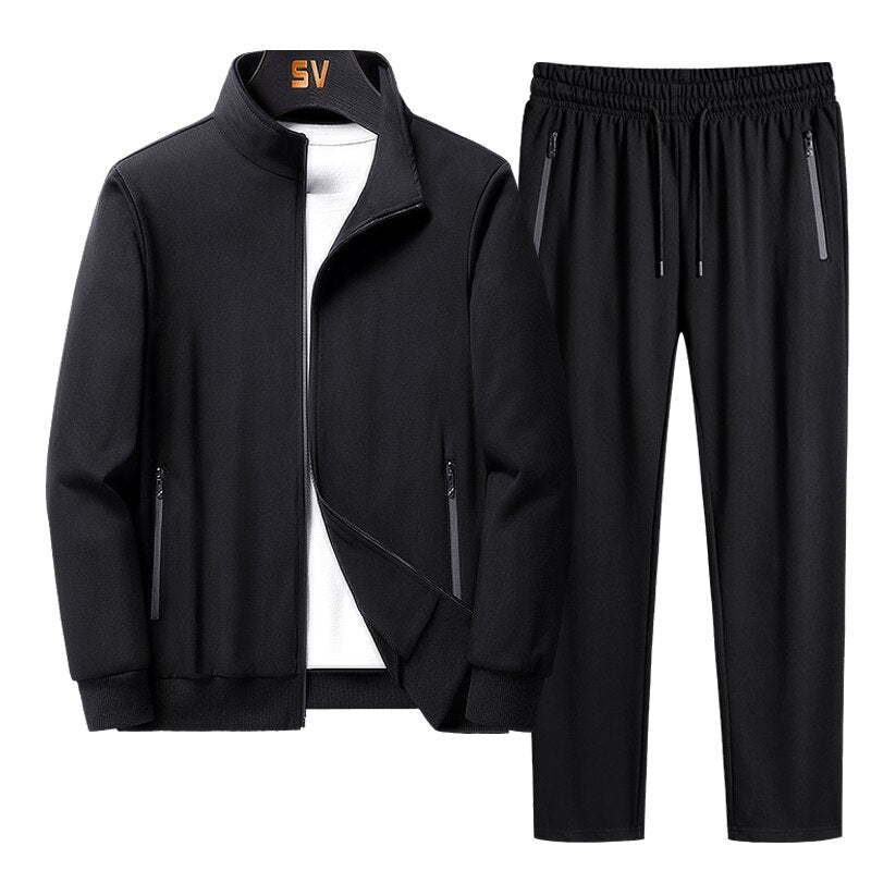 Men's Tracksuits Polyester Sweatshirt Sporting Sets 2022 Gyms Spring Jacket+Pants Casual Men's Track Suit Sportswear Fitness 8XL