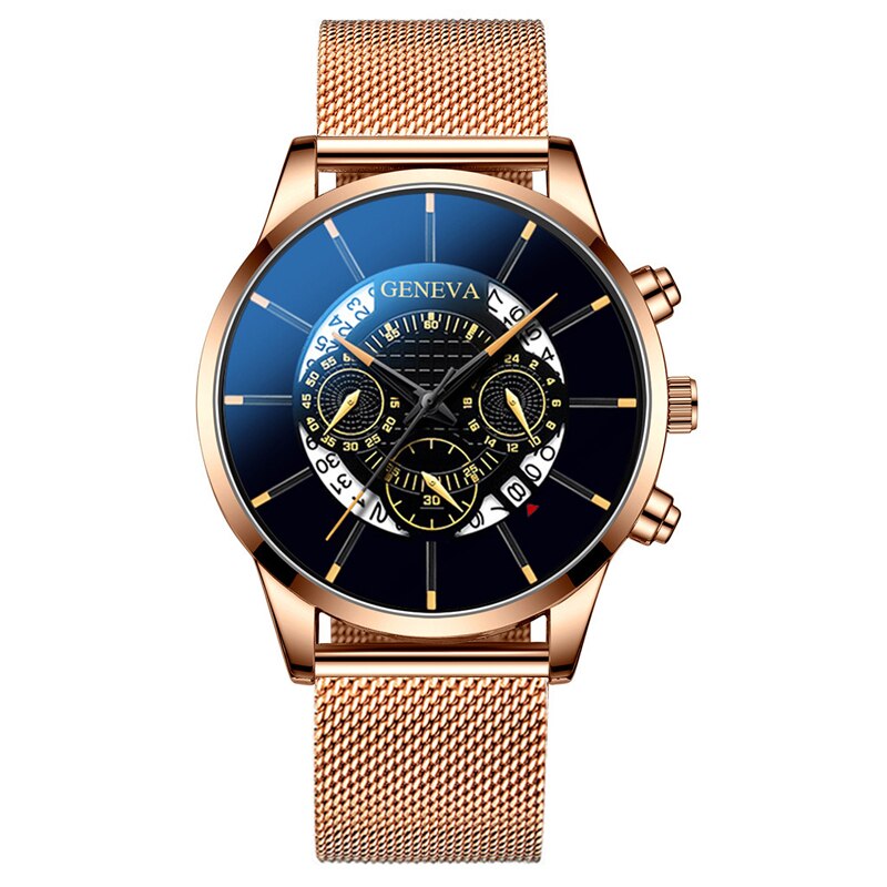 2023 New Men's Fashion Business Watches for Men Golden Stainless Steel Watch Mesh Strap Casual Quartz Wrist Watch reloj hombre