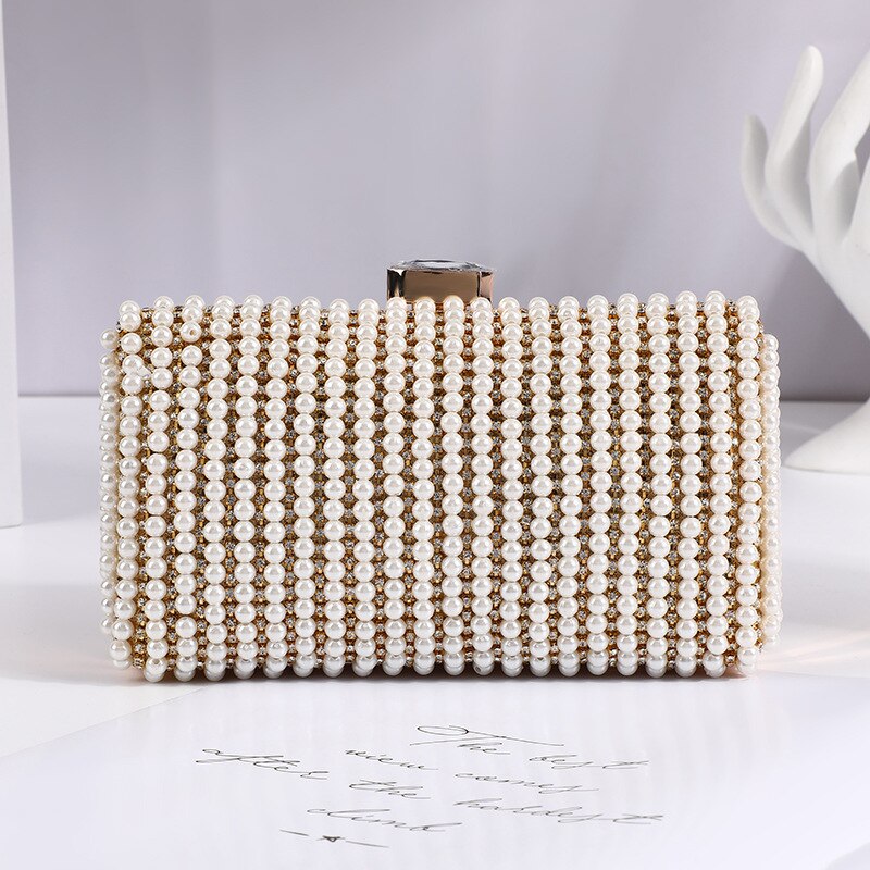 ROENICK Women Diamonds Pearl Evening Bags Bridal Wedding Dress Chain Clutch Cocktail Banquet Luxury Designer Handbags Purses