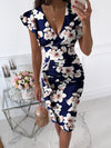 Sexy V-Neck Slim Office Lady Dress Ruffle Short Sleeve Bodycon Knee-length Dresses For Women 2022 Casual Summer Woman Work Dress