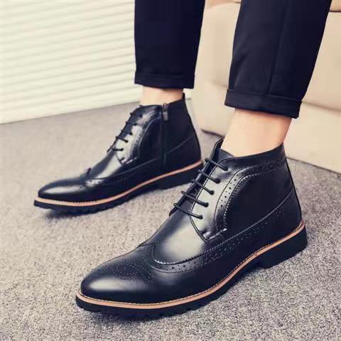 Male Patent Leather Moccasins Shoes High Top Italian Formal Dress Brogue Oxford Wedding Business Shoes Boots 2022